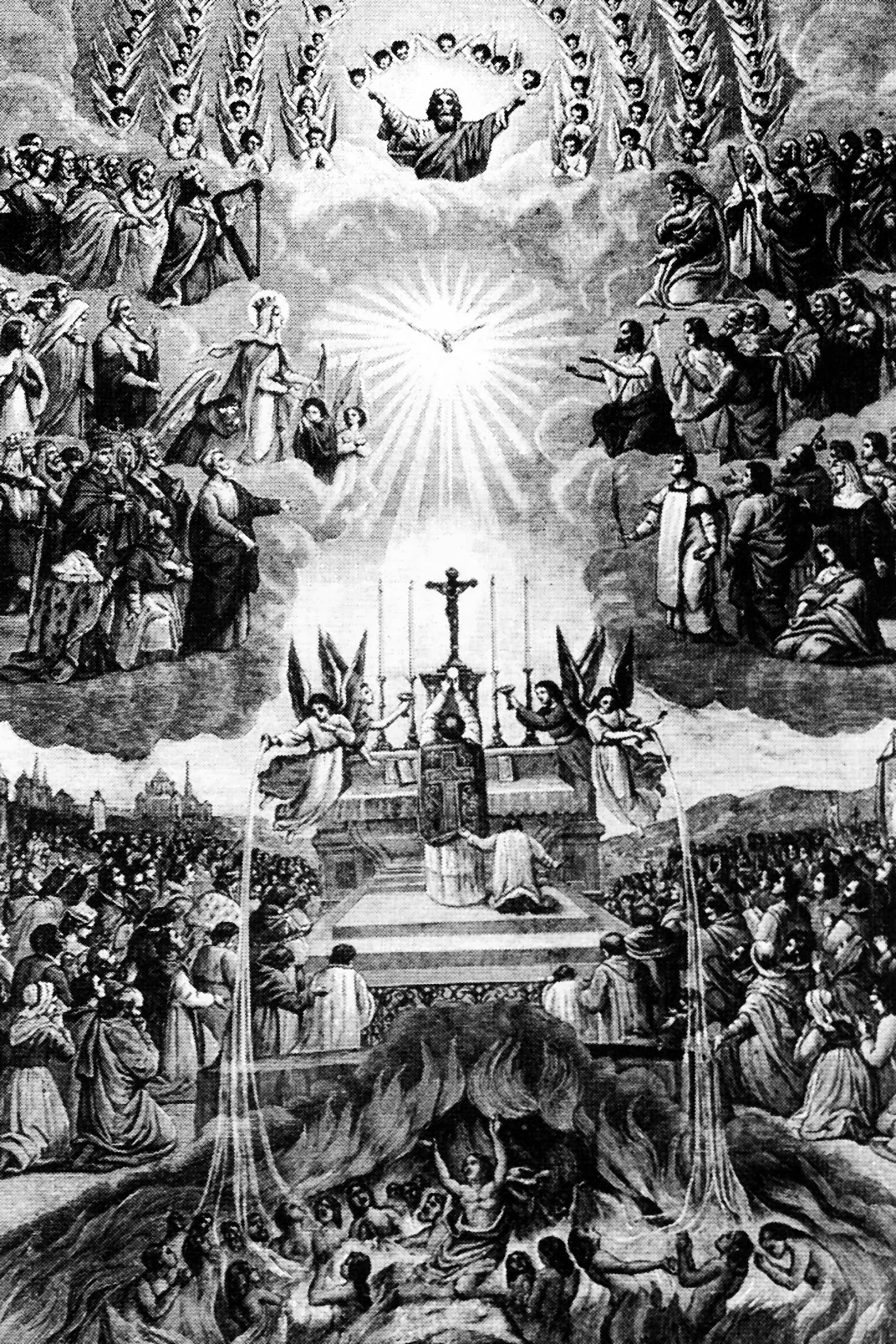 Symbolique de la Messe,renouvellement non sanglant du Sacrifice de Jésus Christ sur la Croix, promenez vous sur l'image et contemplez...