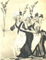 Les dames de la Halle viennent complimenter la Reine aux Tuileries le 7 octobre 1789 - gravure populaire.JPG